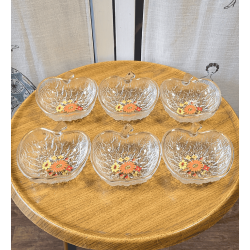 Vintage Homeware | 6 x Mid Century Vintage Iced Glass Fruit/Dessert Bowls