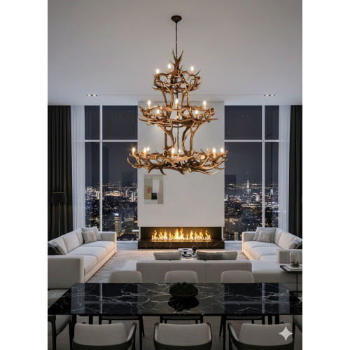 Vintage Rustic 3 Tier Antler Chandelier Delivery Available