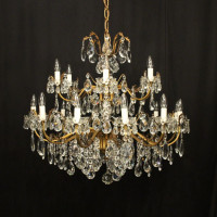 French 18 Light Gilded Antique Chandelier