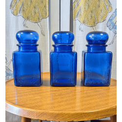 Vintage Cobalt Blue Glass Tea Coffee Sugar Canister Set | Tea Coffee Sugar Set