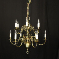 English Brass 12 Light Antique Chandelier