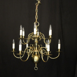 English Brass 12 Light Antique Chandelier