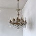 Large Heavy Cast Brass Louis XIV Style Chandelier With Cut Glass Drops