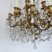 Large Heavy Cast Brass Louis XIV Style Chandelier With Cut Glass Drops