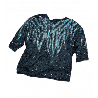 Vintage Jacket | 1980s Vintage Black Batwing Sequin Jacket Free Size