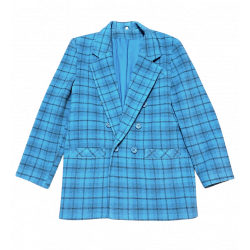 Vintage Blazer | 1970s Vintage Blue Check Oversize Blazer Size 12/14