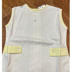 1970s Vintage Children's Deadstock White & Lemon Tunic Top Age 5-6