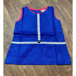 1970s Vintage Children's Deadstock Blue Cotton Tunic Top Age 3-4