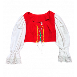 Vintage Clothing | 1970s Vintage Red Dirndl Cropped Top Size 12