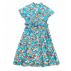 1950s Vintage Turquoise and Taupe Shirtwaister Dress Size 14/16