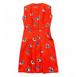 Vintage Dress | 1950s Vintage Red Floral Pencil Dress Size 14