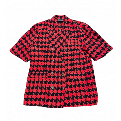 1990s Shirt | Vintage Red Houndstooth Shirt Size 16/18