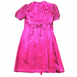 Vintage Dress | 1960s Vintage Cerise Pink Satin Cocktail Dress Size 10/12