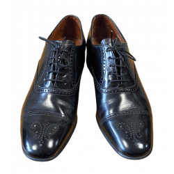 Mens Vintage Barker Novas Black Leather Cap Toe Brogues Size 8