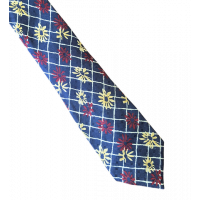 Vintage Tie | Designer Vintage Pierre Cardin Floral Grid Silk Tie